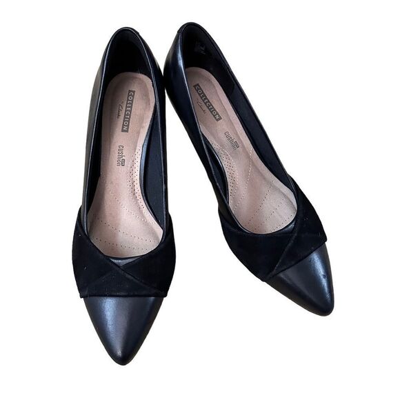 Clarks Women's Linvale Vena Black Twist Detail Pump ~ Ortholite Footbed ~size 9 - Picture 2 of 11